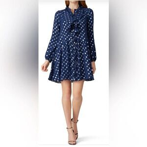 SALONI Navy Dot Tilly Ruffle Silk Dress Size 4